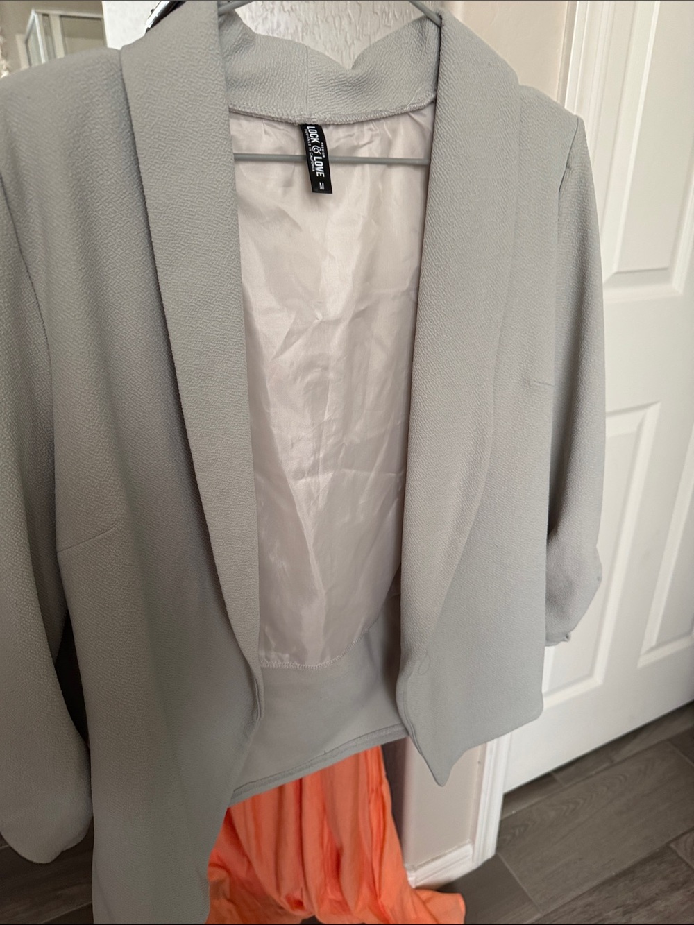 Lock & Love Light Gray Open Drape Blazer